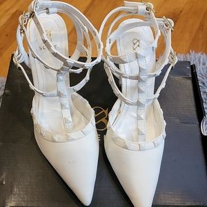 Scene White Studded Heels